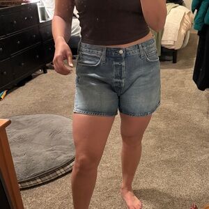 Agolde Parker Long medium denim shorts